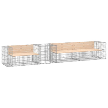 Sturdy Pine Garden Bench with Gabion Basket - Stylish Outdoor Seating