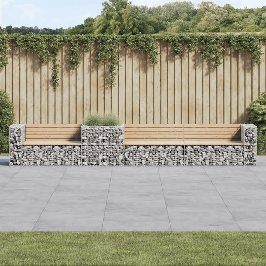 Sturdy Pine Garden Bench with Gabion Basket - Stylish Outdoor Seating
