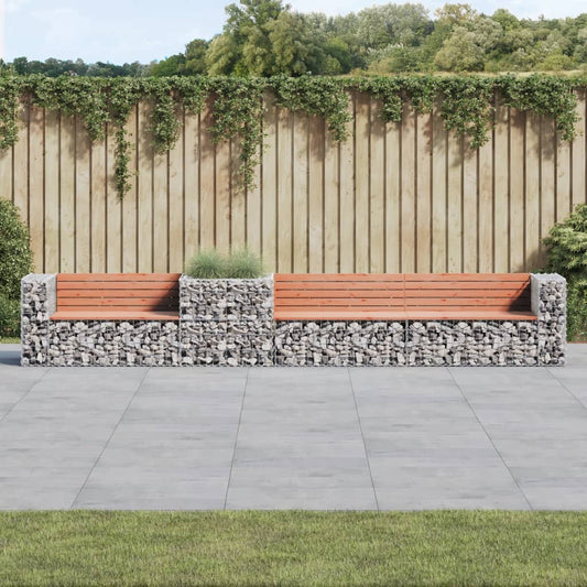 Douglas Wood Garden Bench with Gabion Basket - Solid & Stylish