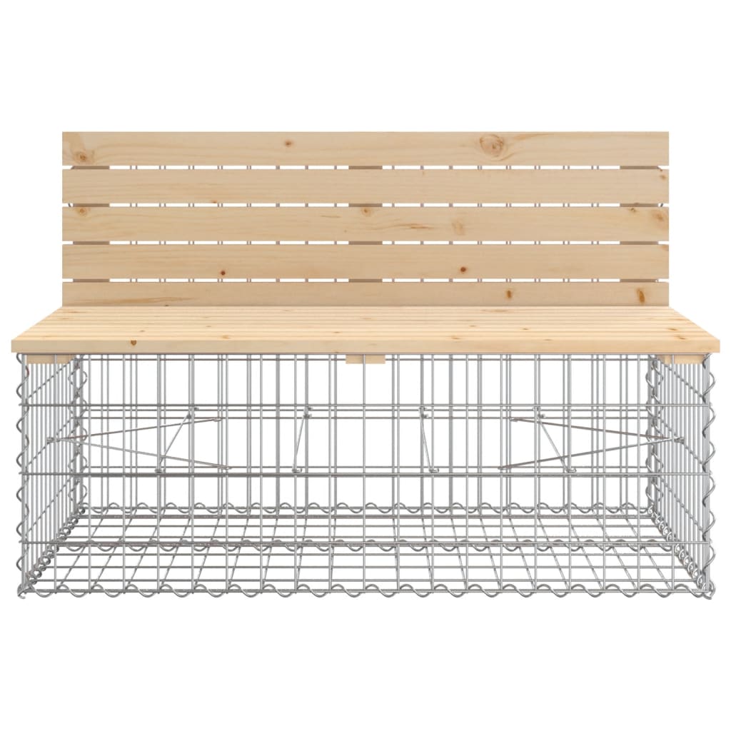 Solid Pine Wood Garden Bench Gabion 287x71x65.5 cm Design