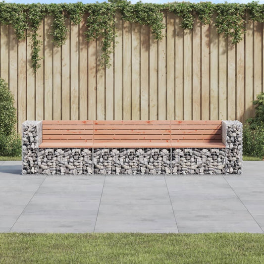 Solid Wood Garden Bench Gabion - Douglas, 287x71x65.5 cm