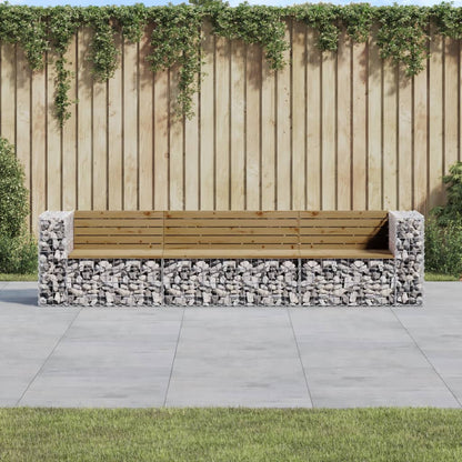 Gabion Garden Bench 287x71x65.5 cm - Impregnated Pine Wood Design