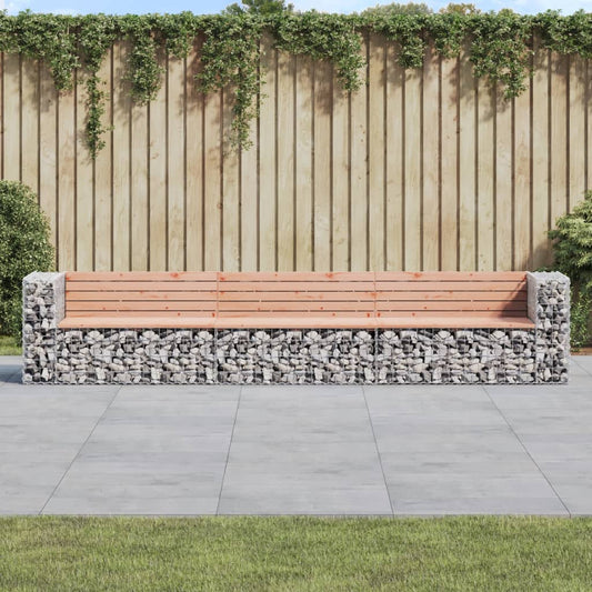Solid Wood Garden Bench Gabion 347x71x65.5 cm - Douglas Design