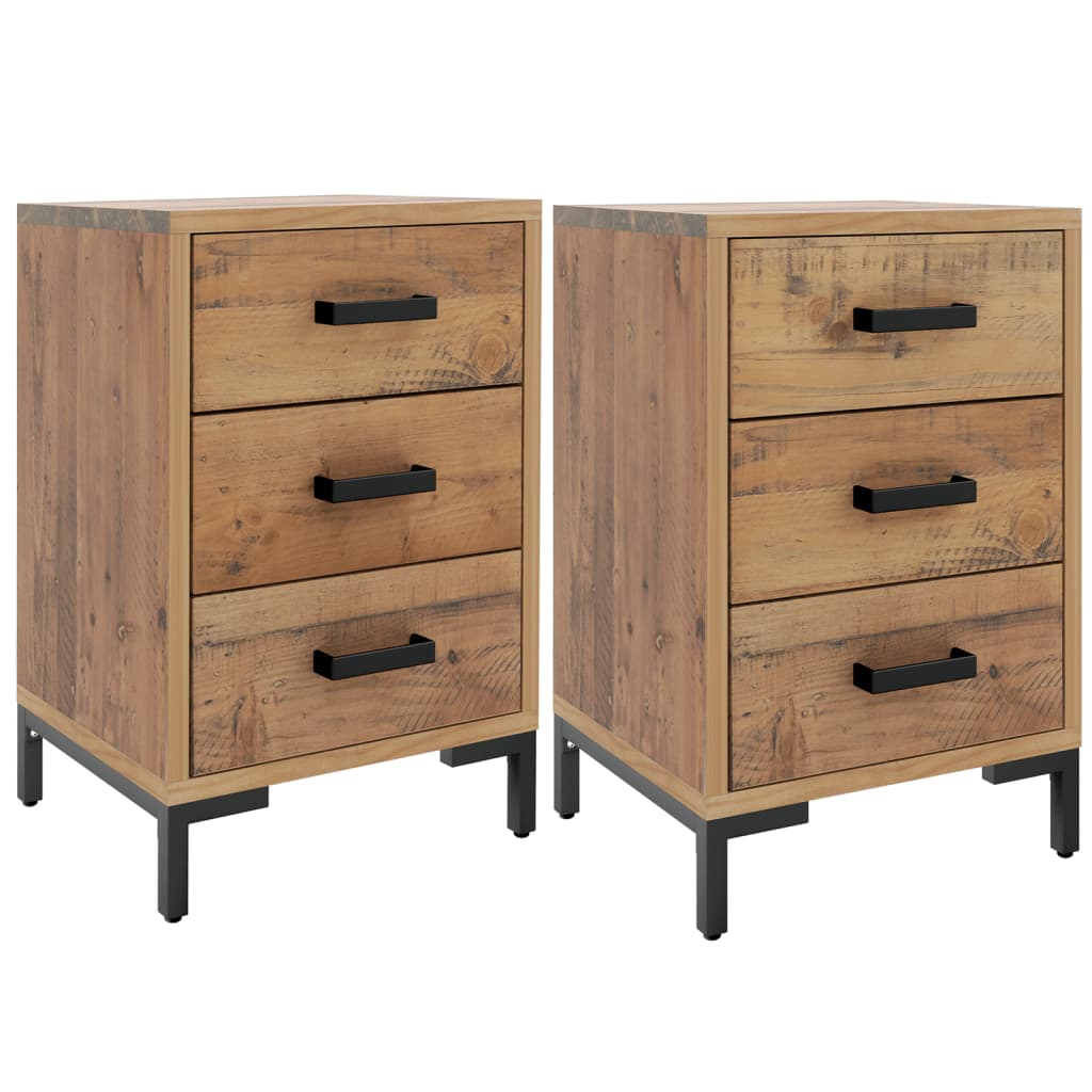 Solid Pine Bedside Cabinets Set of 2 - 40x30x55 cm