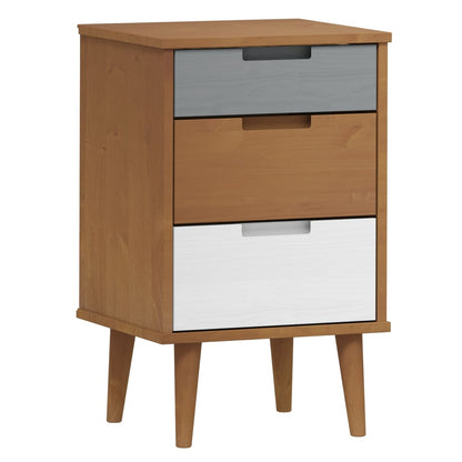 Solid Pine Brown Bedside Cabinet MOLDE 40x35x65 cm