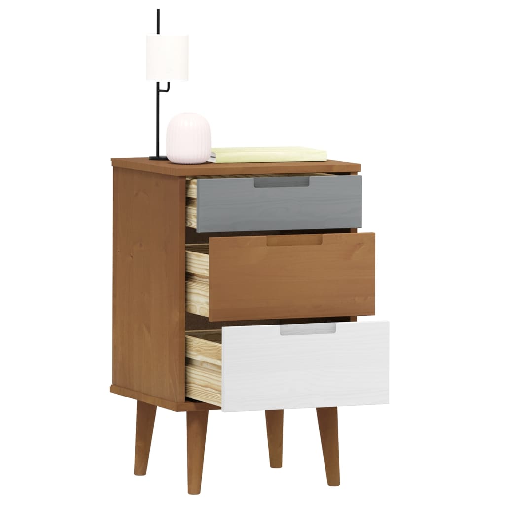 Solid Pine Brown Bedside Cabinet MOLDE 40x35x65 cm