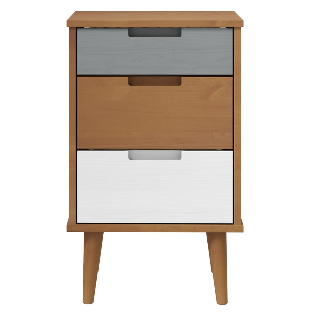 Solid Pine Brown Bedside Cabinet MOLDE 40x35x65 cm