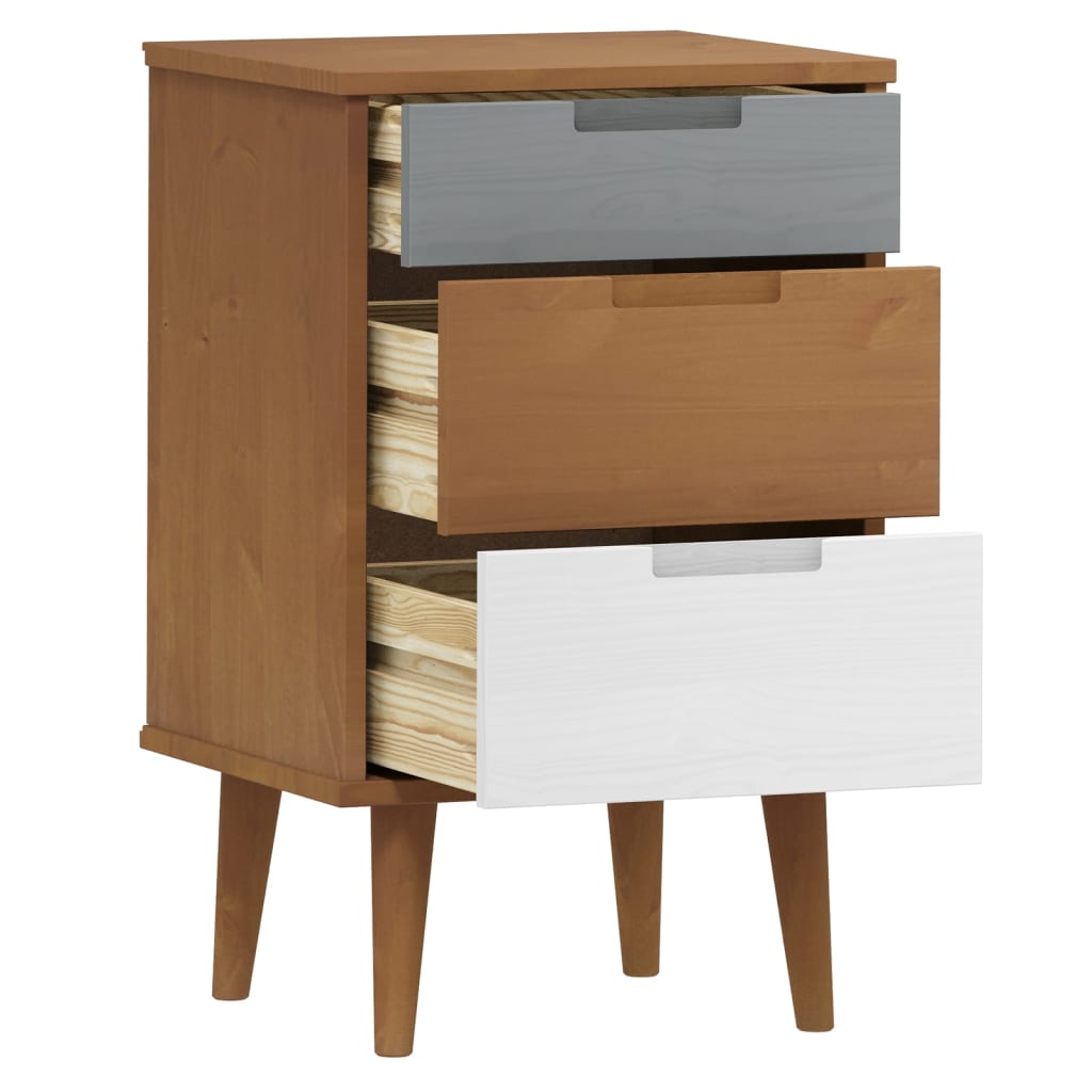 Solid Pine Brown Bedside Cabinet MOLDE 40x35x65 cm