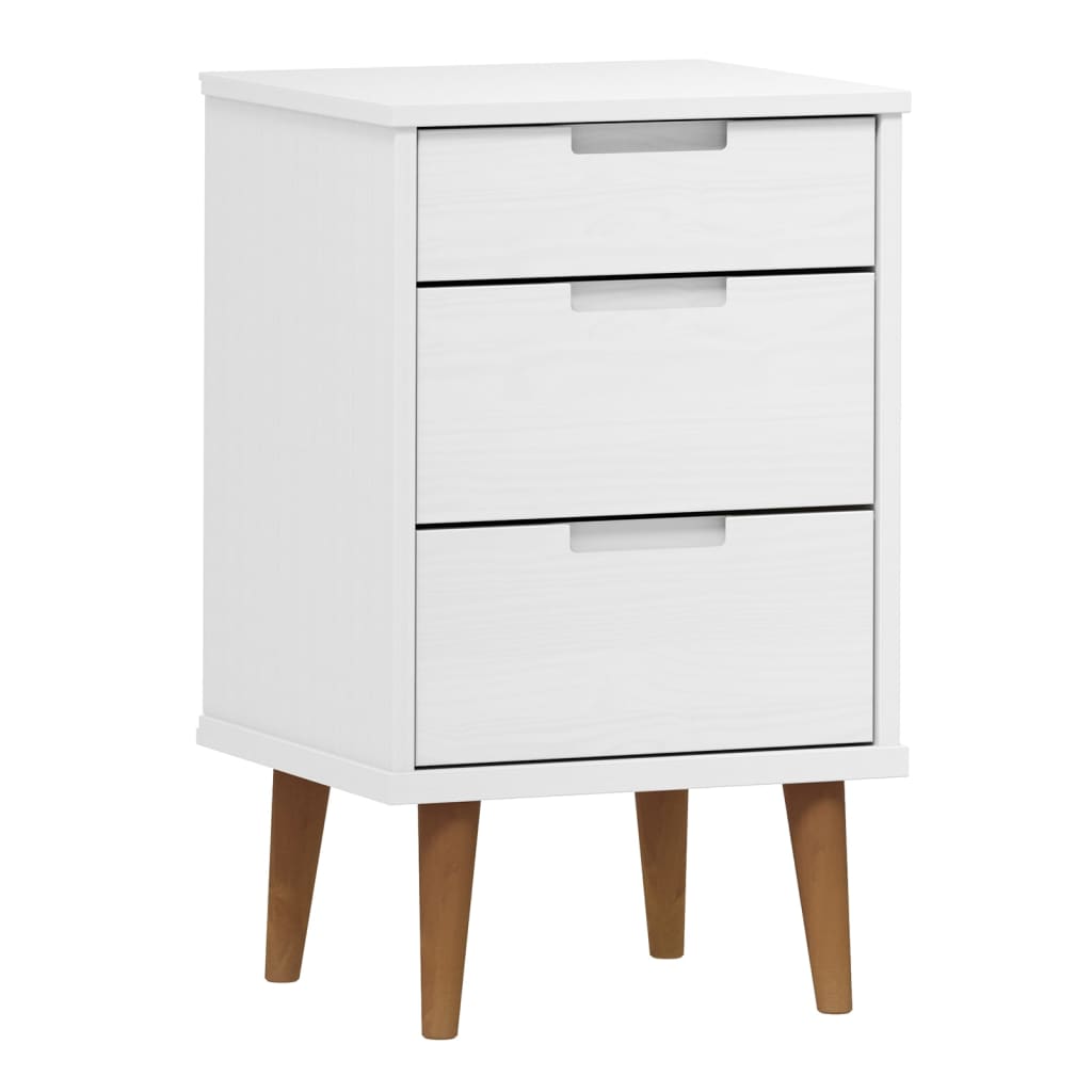 Solid Pine White Bedside Cabinet MOLDE 40x35x65 cm