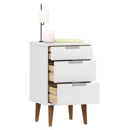 Solid Pine White Bedside Cabinet MOLDE 40x35x65 cm