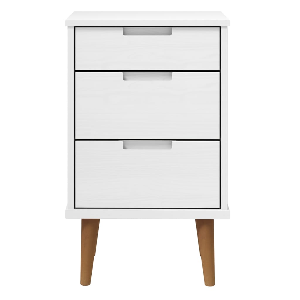 Solid Pine White Bedside Cabinet MOLDE 40x35x65 cm