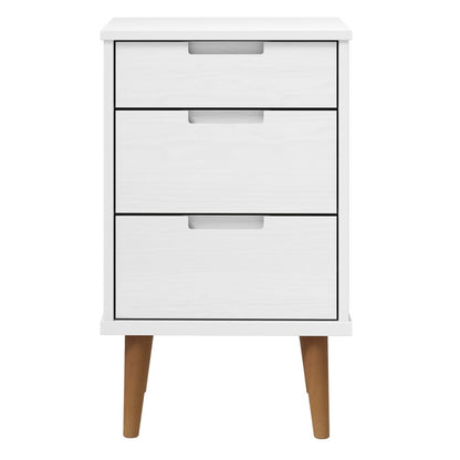 Solid Pine White Bedside Cabinet MOLDE 40x35x65 cm