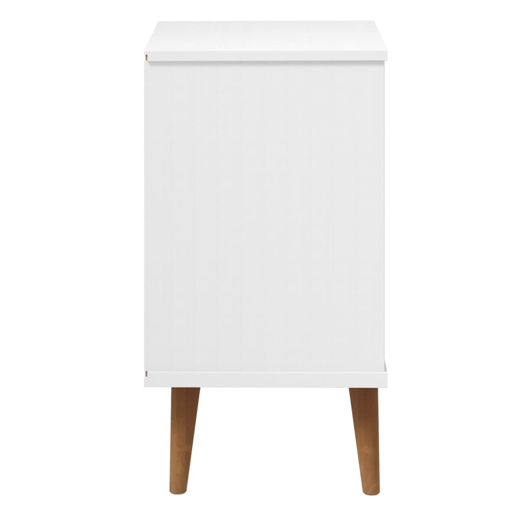 Solid Pine White Bedside Cabinet MOLDE 40x35x65 cm