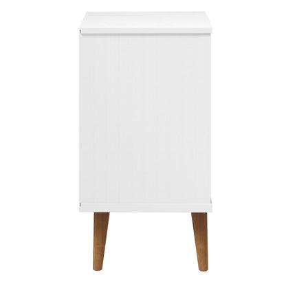 Solid Pine White Bedside Cabinet MOLDE 40x35x65 cm