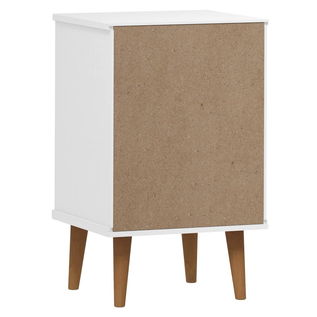 Solid Pine White Bedside Cabinet MOLDE 40x35x65 cm