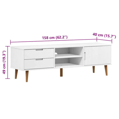 TV Cabinet MOLDE White 158x40x49 cm Solid Wood Pine