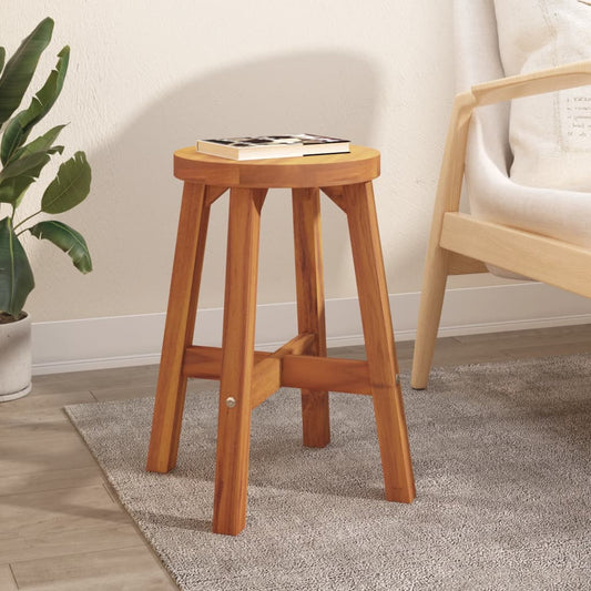 Solid Acacia Wood Round Stool - Brown 38x38x45 cm