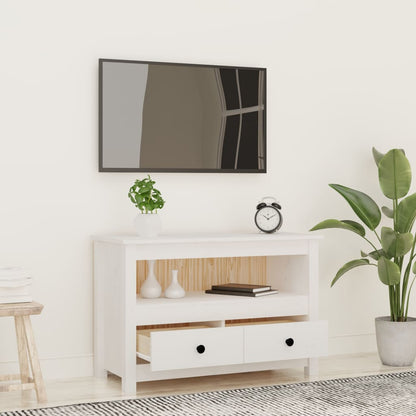 TV Cabinet White 79x35x52 cm Solid Wood Pine