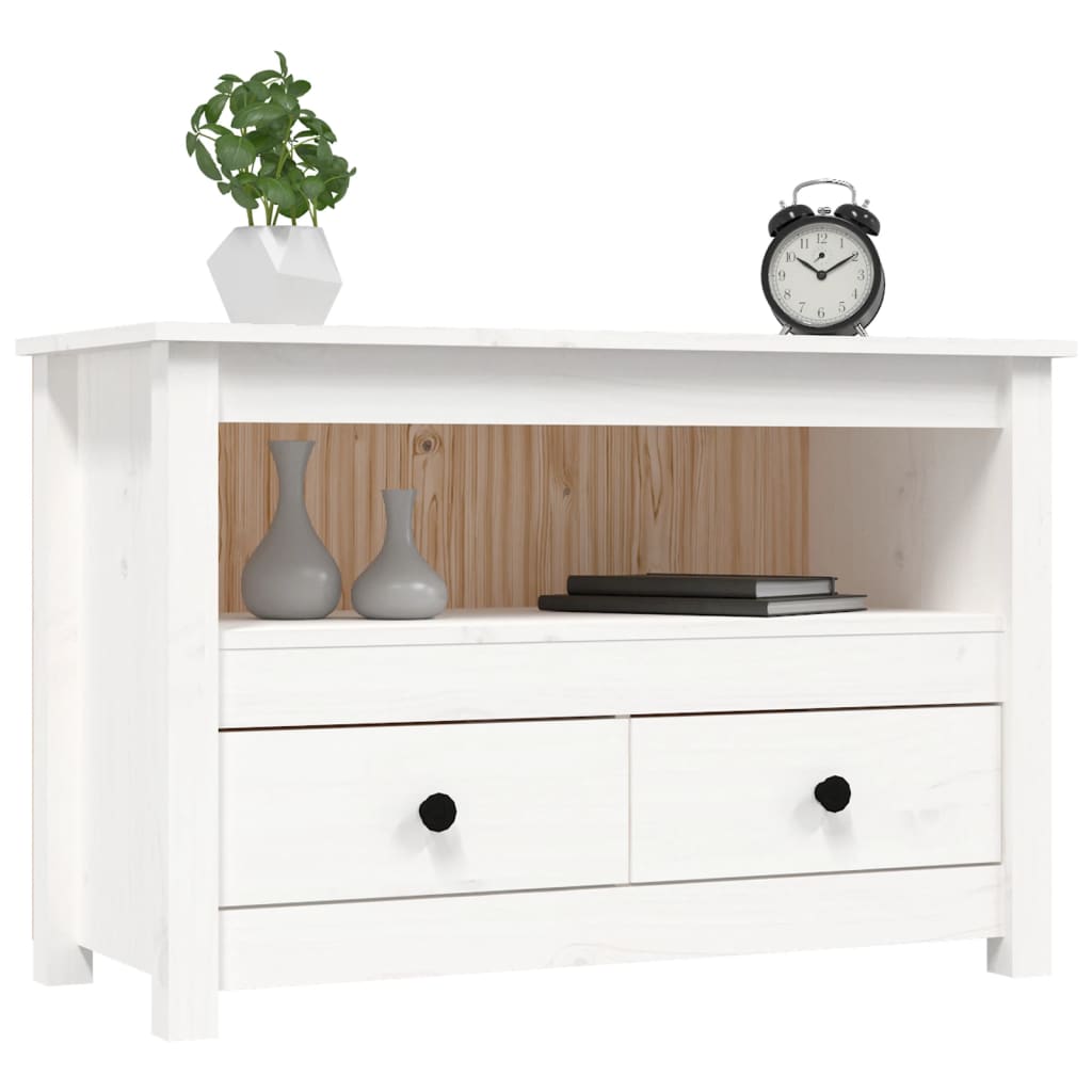 TV Cabinet White 79x35x52 cm Solid Wood Pine
