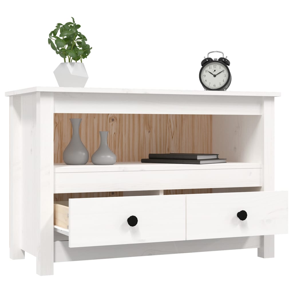 TV Cabinet White 79x35x52 cm Solid Wood Pine