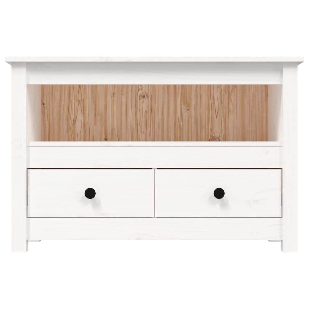 TV Cabinet White 79x35x52 cm Solid Wood Pine