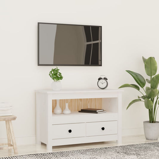 TV Cabinet White 79x35x52 cm Solid Wood Pine