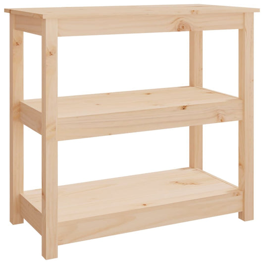 Solid Pine Wood Console Table - 80x40x74 cm, Natural Finish