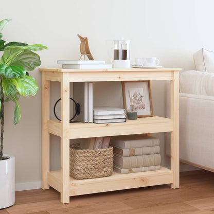 Solid Pine Wood Console Table - 80x40x74 cm, Natural Finish
