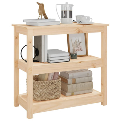 Solid Pine Wood Console Table - 80x40x74 cm, Natural Finish
