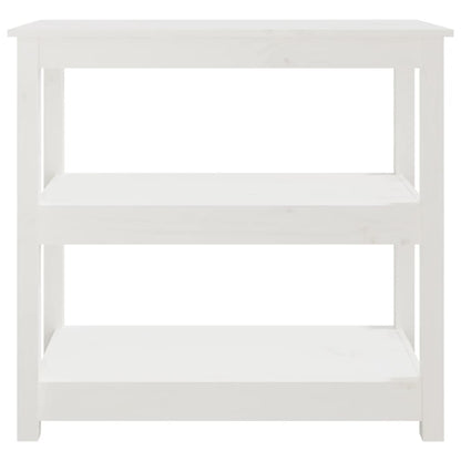 Solid Pine Wood Console Table - White, 80x40x74 cm