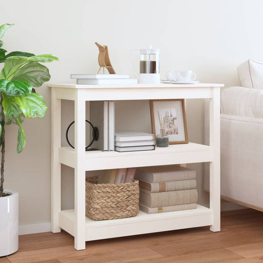 Solid Pine Wood Console Table - White, 80x40x74 cm
