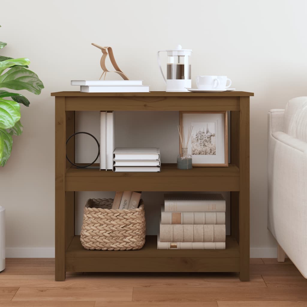 Solid Pine Wood Console Table in Honey Brown, 80x40x74 cm