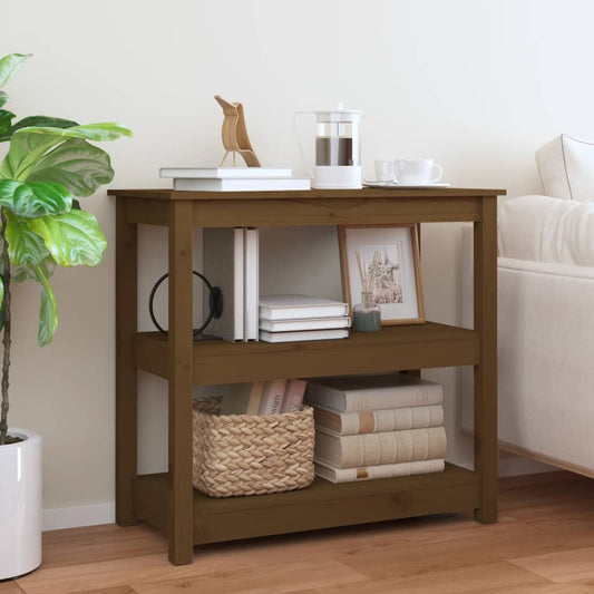 Solid Pine Wood Console Table in Honey Brown, 80x40x74 cm