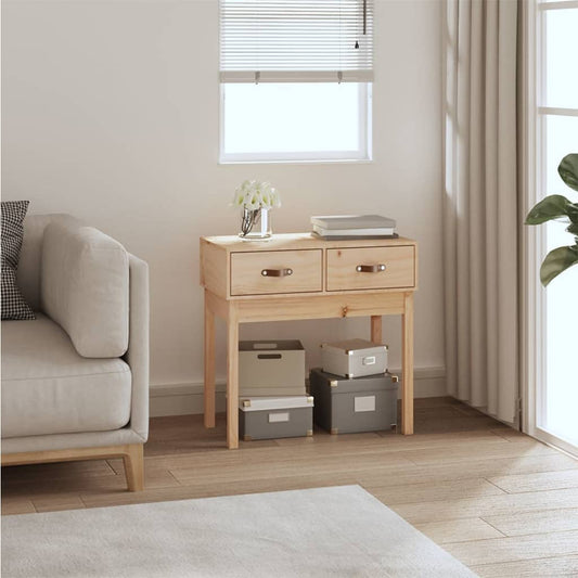 Solid Pine Wood Console Table - 76.5x40x75 cm, Natural Finish