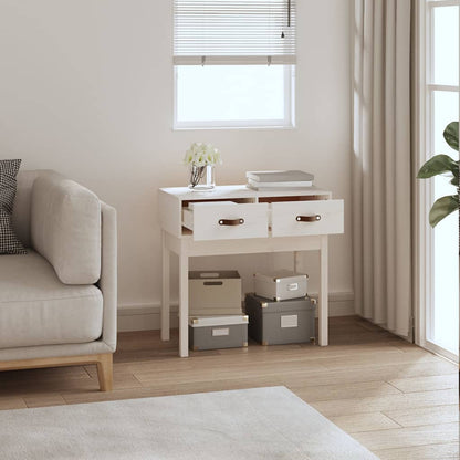 Solid Pine Wood Console Table - White, 76.5x40x75 cm