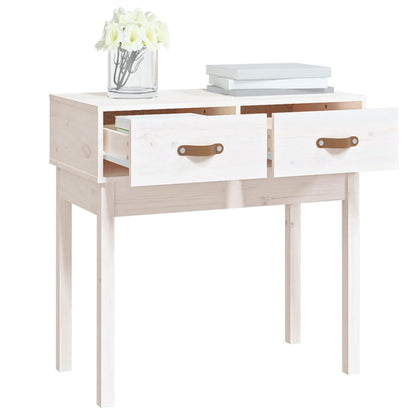 Solid Pine Wood Console Table - White, 76.5x40x75 cm