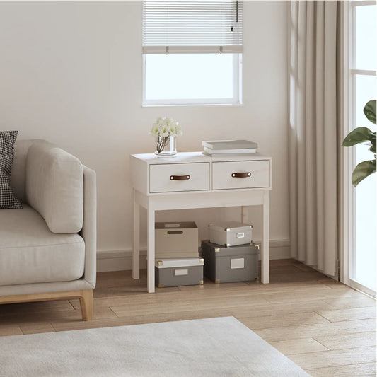 Solid Pine Wood Console Table - White, 76.5x40x75 cm
