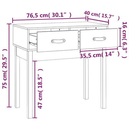 Solid Pine Wood Console Table in Grey - 76.5x40x75 cm