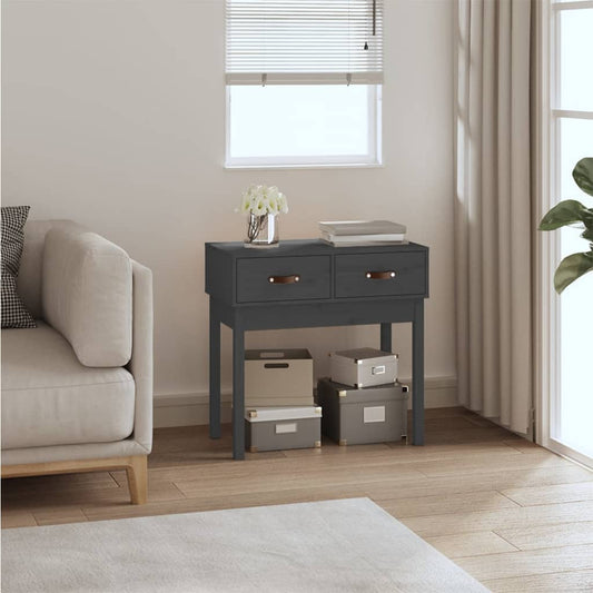 Solid Pine Wood Console Table in Grey - 76.5x40x75 cm