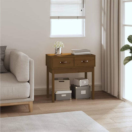 Honey Brown Pine Console Table - 76.5x40x75 cm Solid Wood
