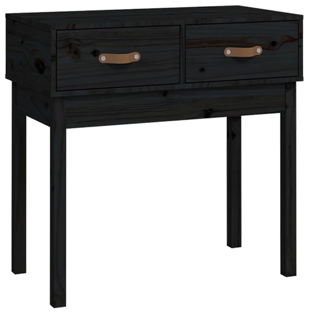 Solid Pine Wood Console Table - Black, 76.5x40x75 cm