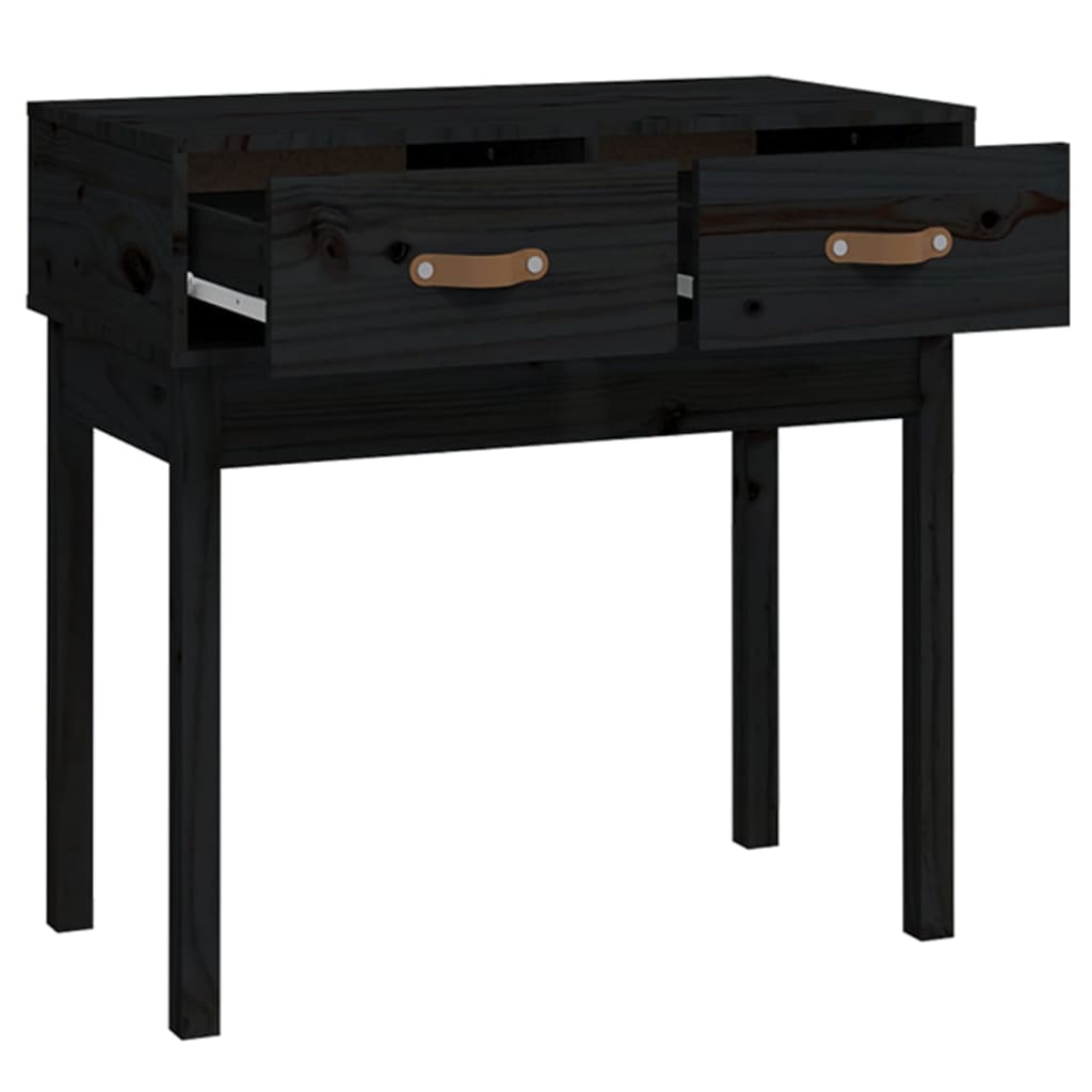 Solid Pine Wood Console Table - Black, 76.5x40x75 cm