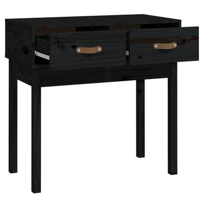 Solid Pine Wood Console Table - Black, 76.5x40x75 cm