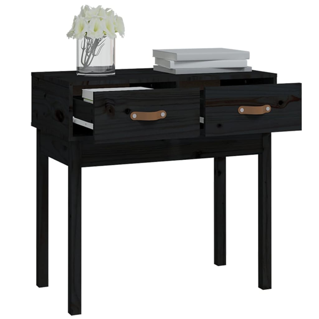 Solid Pine Wood Console Table - Black, 76.5x40x75 cm