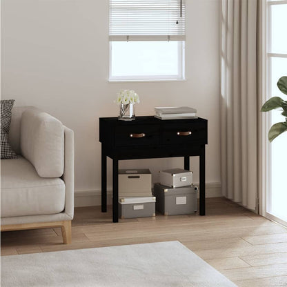 Solid Pine Wood Console Table - Black, 76.5x40x75 cm