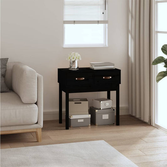 Solid Pine Wood Console Table - Black, 76.5x40x75 cm