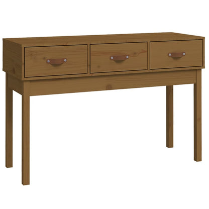 Solid Pine Wood Console Table in Honey Brown, 114x40x75 cm