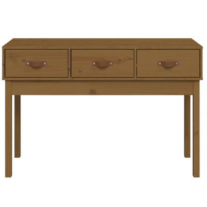 Solid Pine Wood Console Table in Honey Brown, 114x40x75 cm