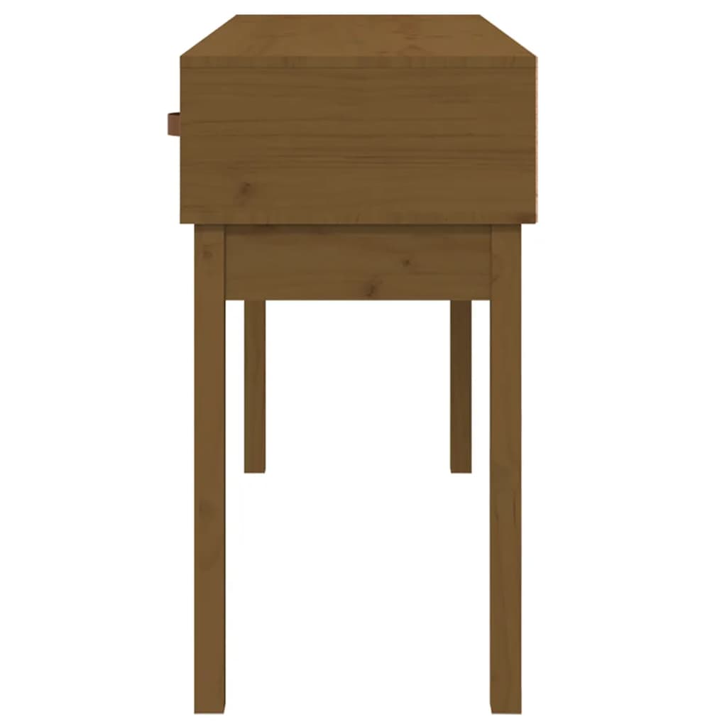 Solid Pine Wood Console Table in Honey Brown, 114x40x75 cm