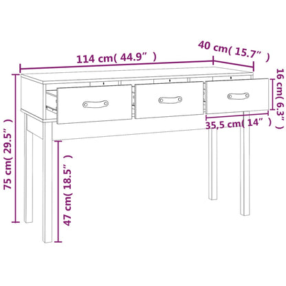 Solid Pine Wood Console Table in Honey Brown, 114x40x75 cm